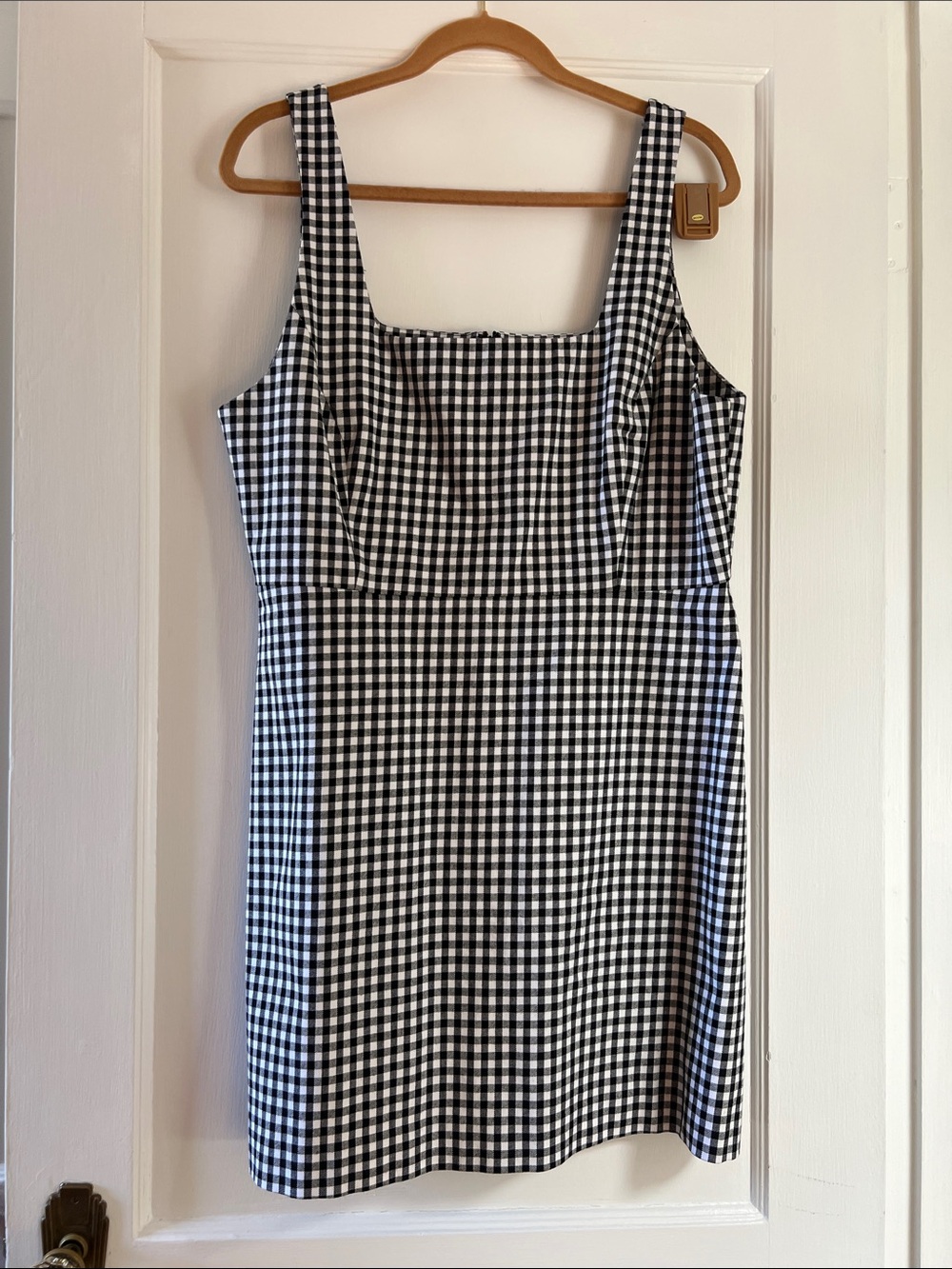 Favorite Daughter Black & White Gingham Square Neck Mini Dress